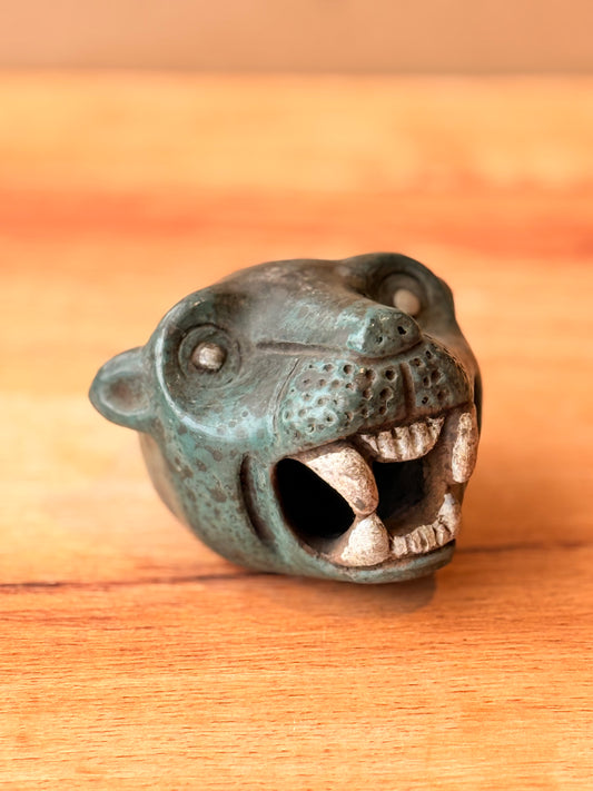 Cabeza jaguar flauta verde