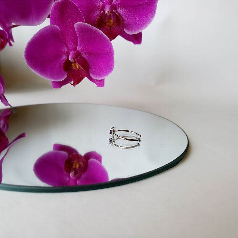 anillo Liza amatista plateado