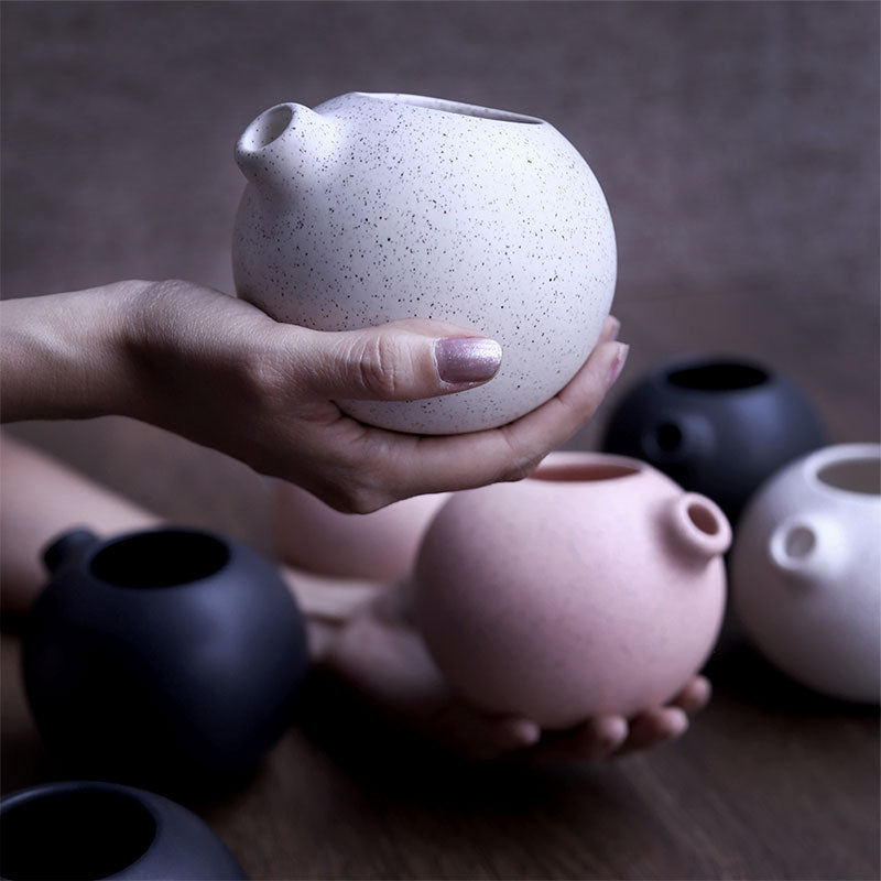 taza matte blanco moteado