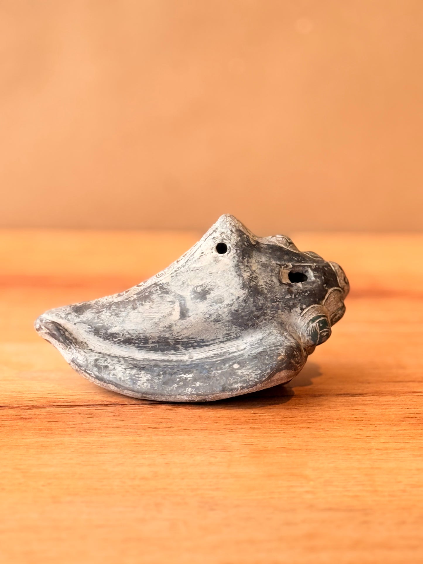 Caracol marino de barro grabado
