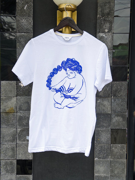 playera bordadora blanca/azul