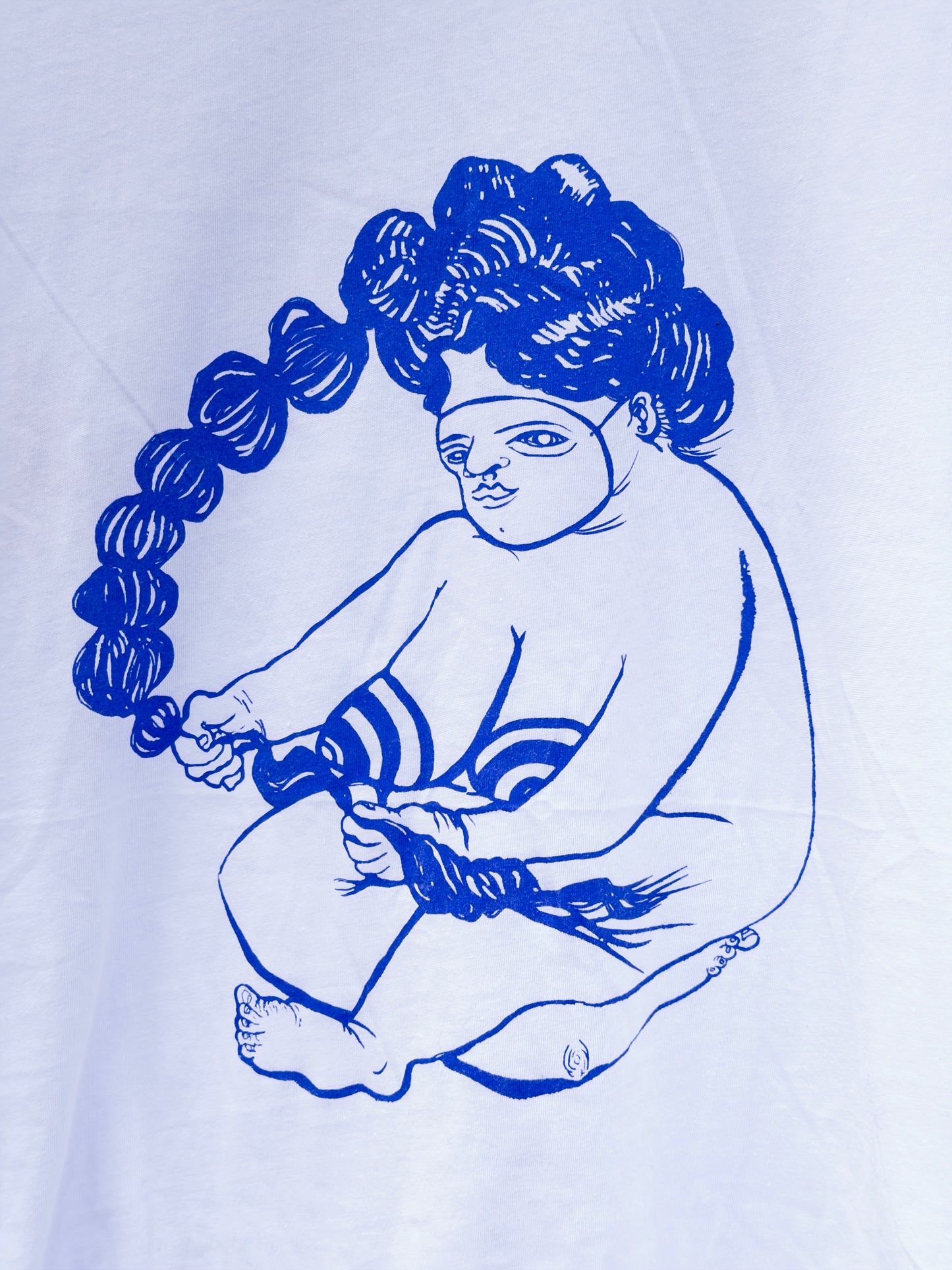 playera bordadora blanca/azul