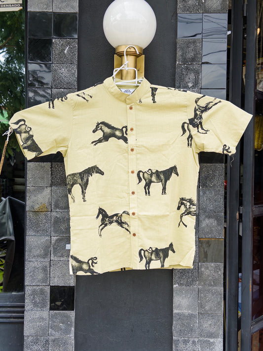 camisa caballos verde pistache