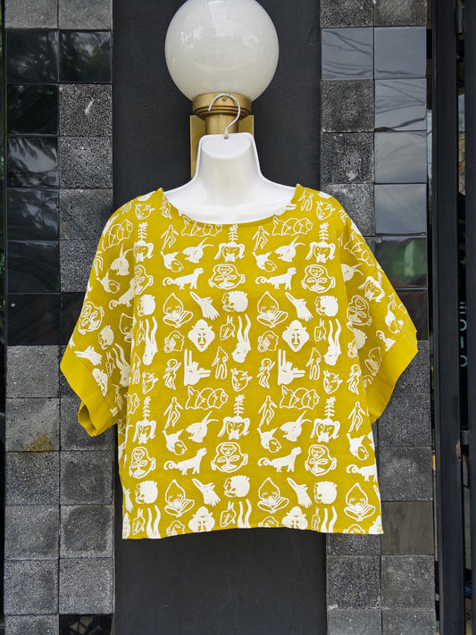 kimono sueños pequeños verde mostaza