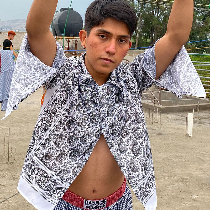 camisa virgen manga abierta blanca