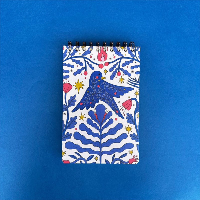 libreta pasta dura con espiral vertical ave azul