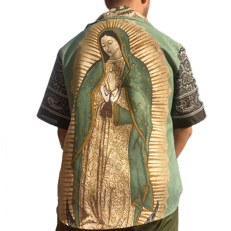 camisa paliacate con virgen negro