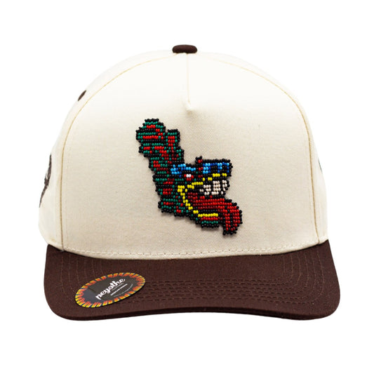 gorra raíces beige/café serpiente Quetzalcóatl