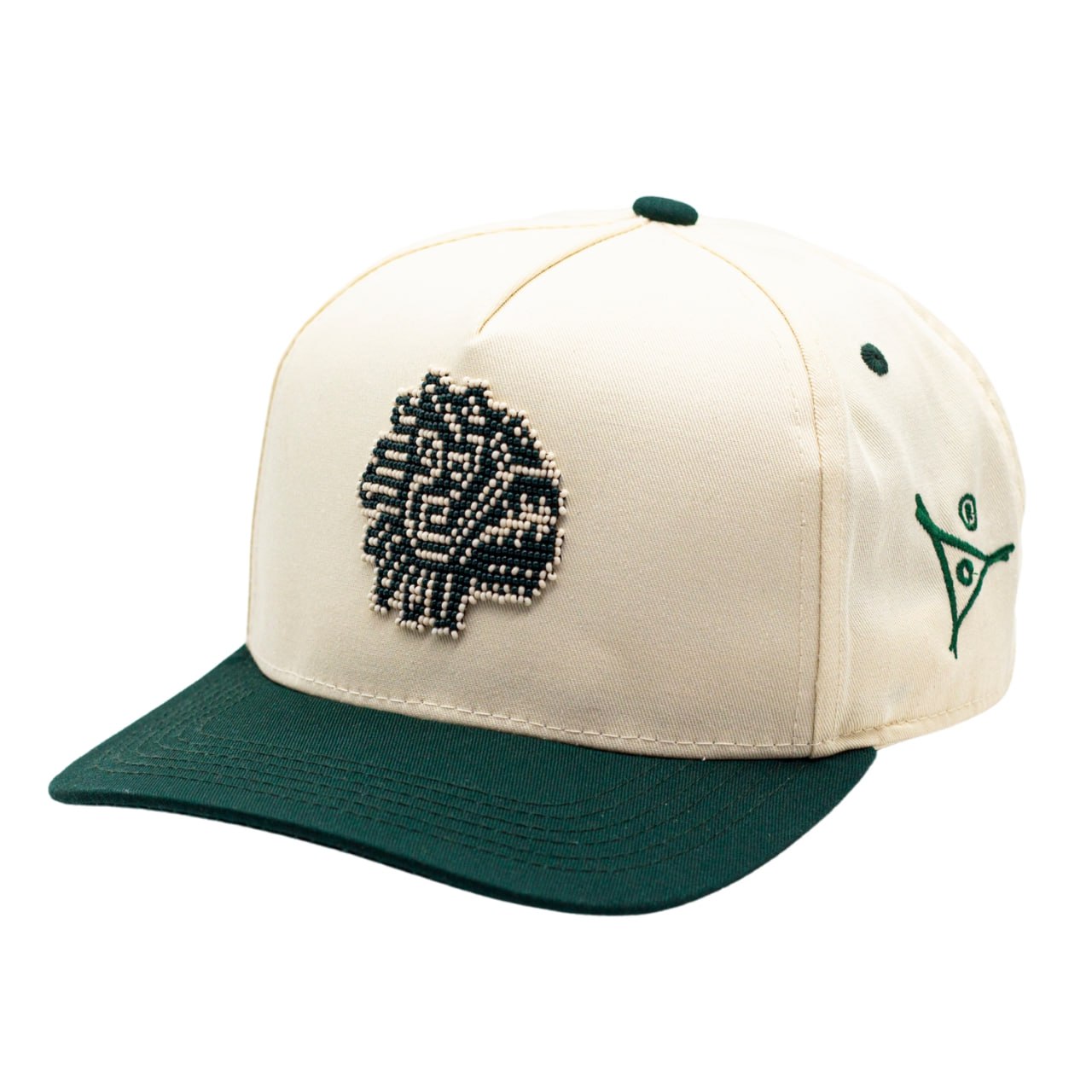gorra raíces beige/verde cabeza Quetzalcóatl