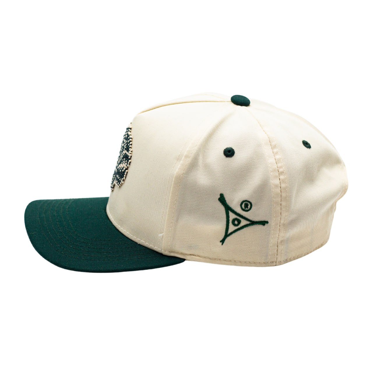 gorra raíces beige/verde cabeza Quetzalcóatl
