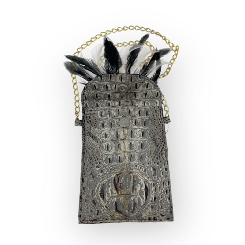 bolsa cipactli (cocodrilo) gris
