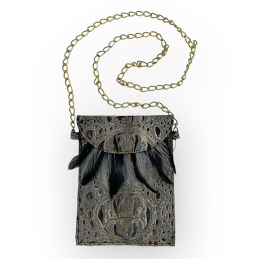 bolsa cipactli (cocodrilo) gris