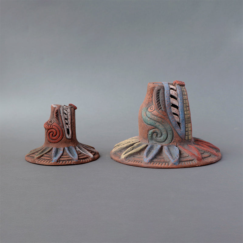 cabeza Quetzalcóatl de barro rústico m