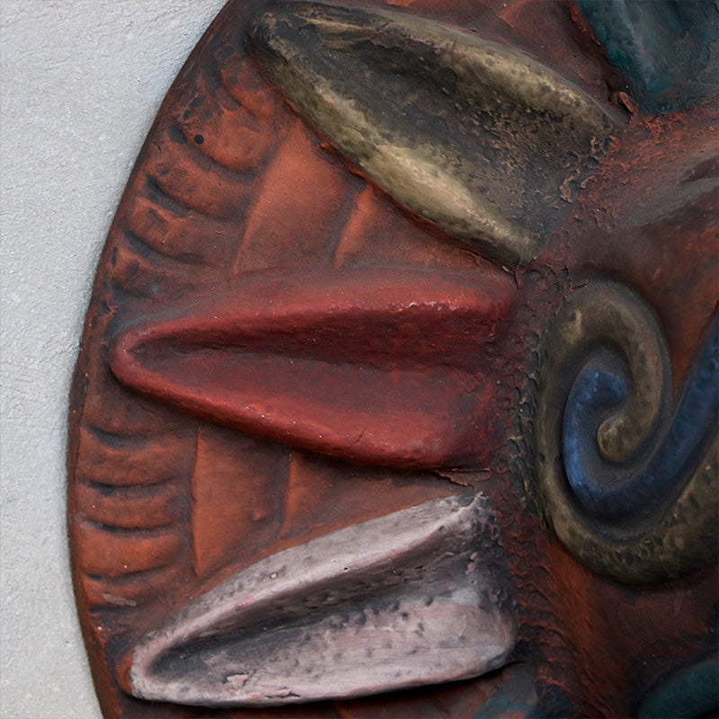cabeza Quetzalcóatl de barro rústico g