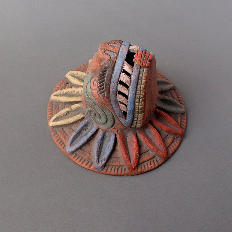 cabeza Quetzalcóatl de barro rústico m