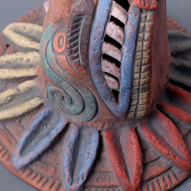 cabeza Quetzalcóatl de barro rústico m