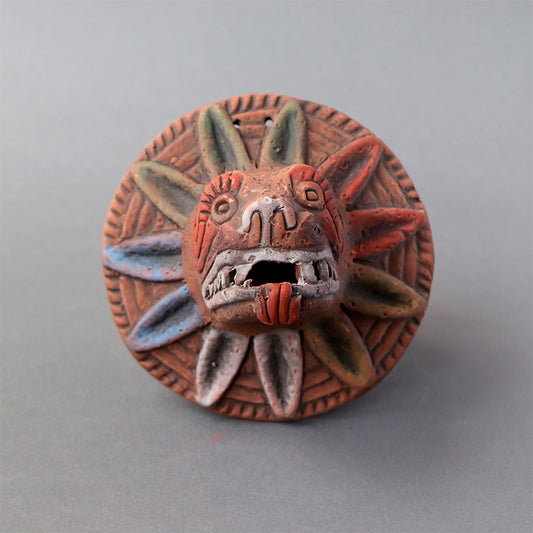 cabeza Quetzalcóatl de barro rústico ch