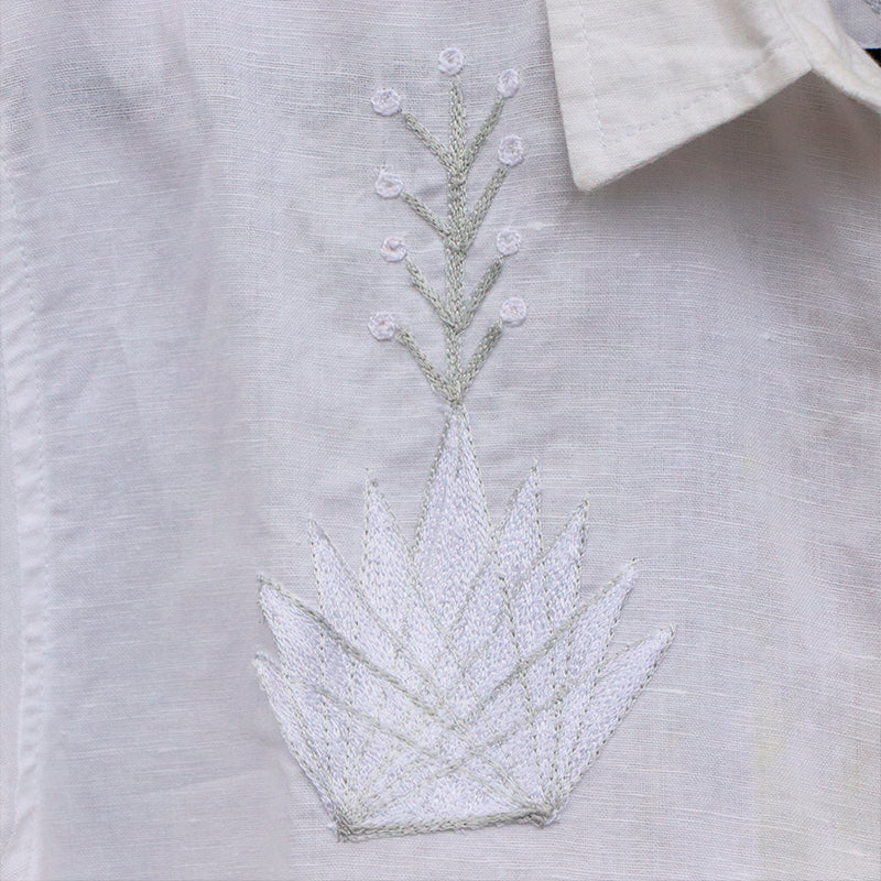 camisa platanillo maxi agave blanca con cuello