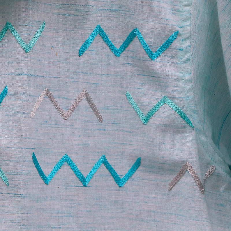 camisa platanillo olas zigzag azul cielo