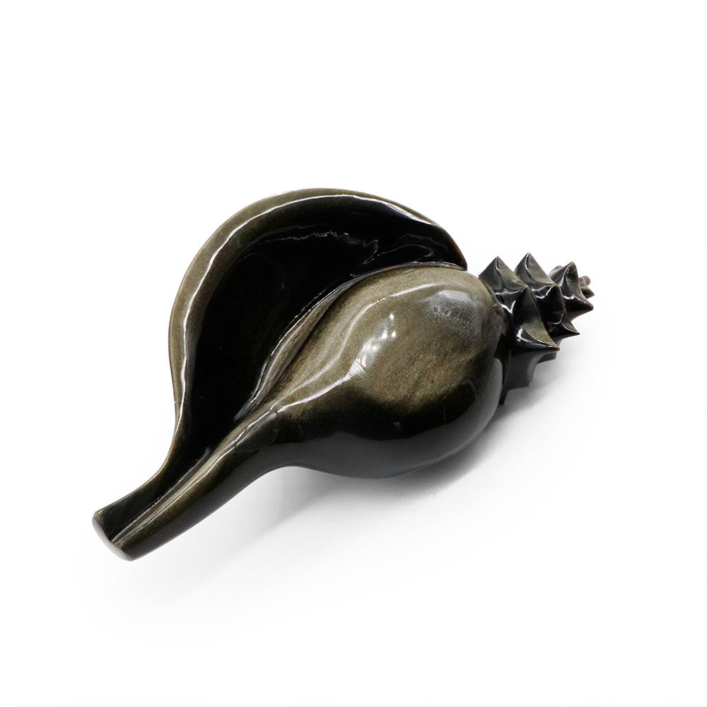Caracol grande de obsidiana dorada