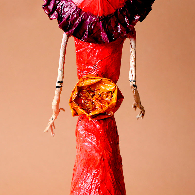 catrina con vestido rojo