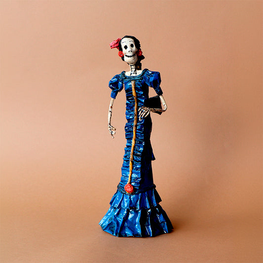 catrina con vestido azul