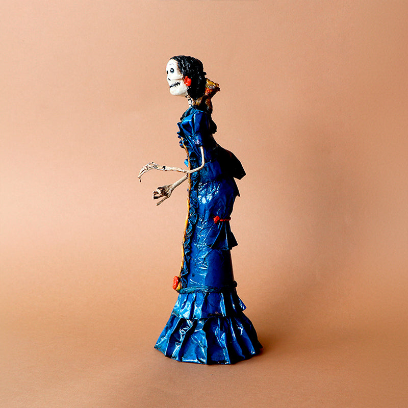 catrina con vestido azul
