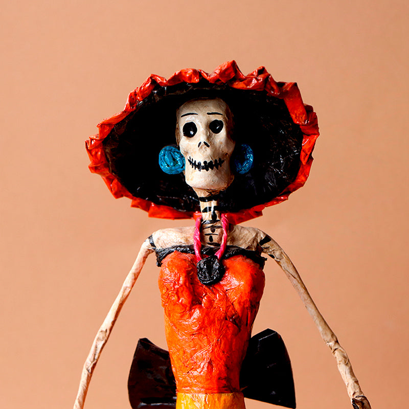 catrina con vestido con flores