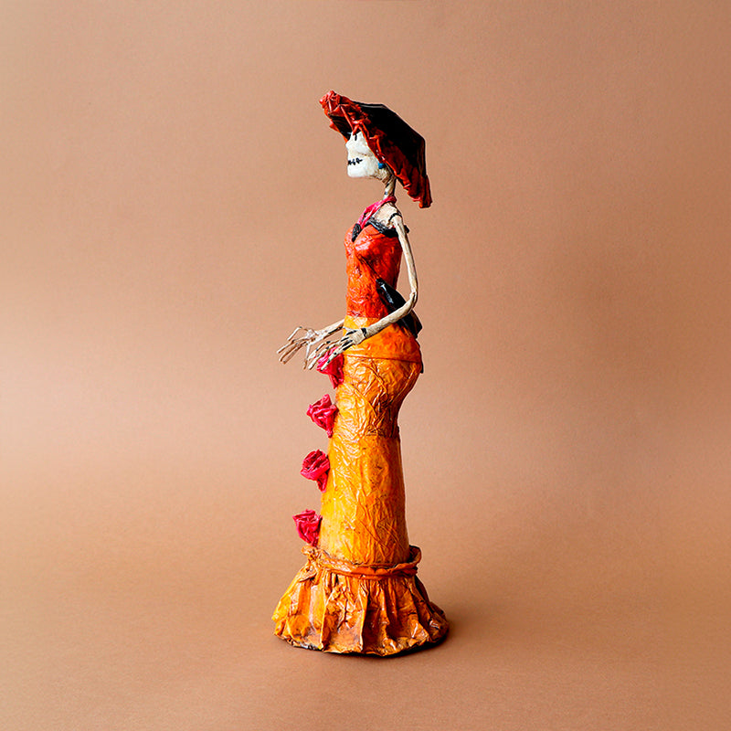 catrina con vestido con flores