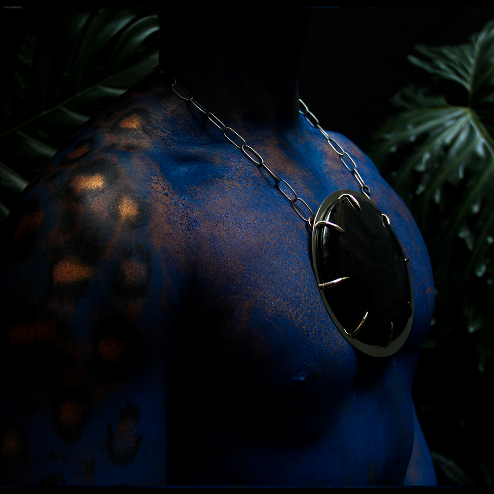 Collar disco de obsidiana arcoíris