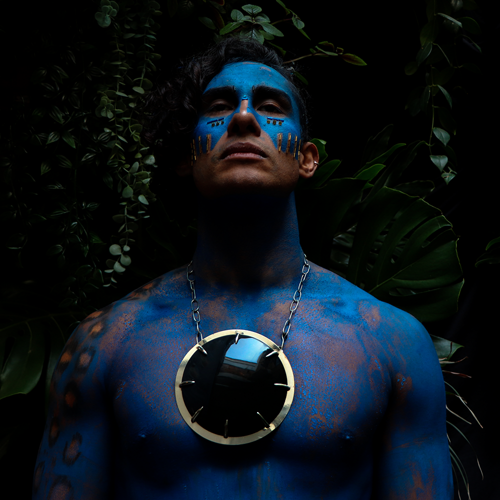 Collar disco de obsidiana arcoíris