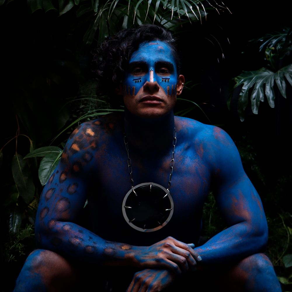 Collar disco de obsidiana arcoíris