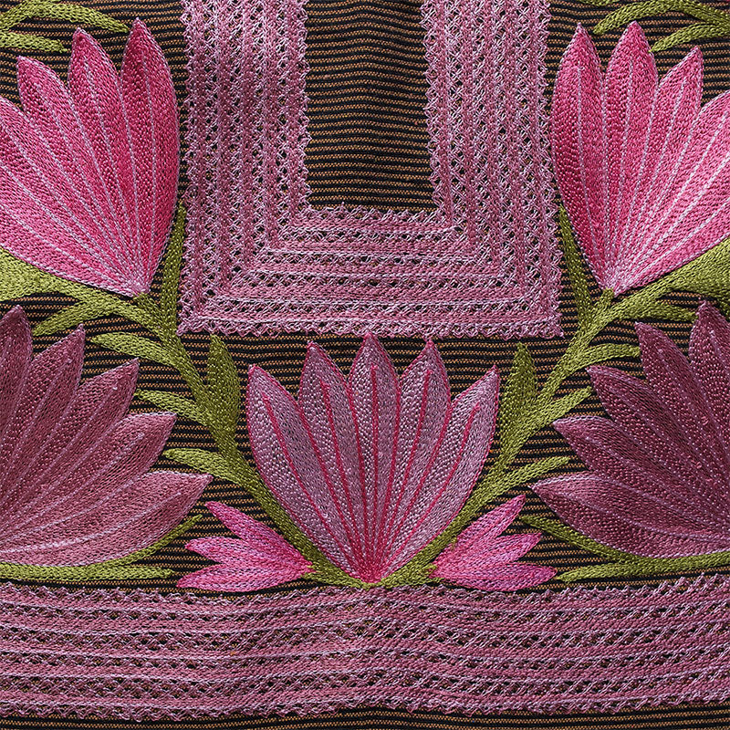 huipil magueyito rayado café/rosa