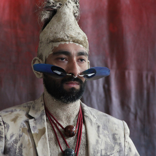 Septum de alpaca con plumas