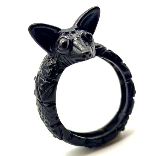 anillo cacomixtle plata rodio negro