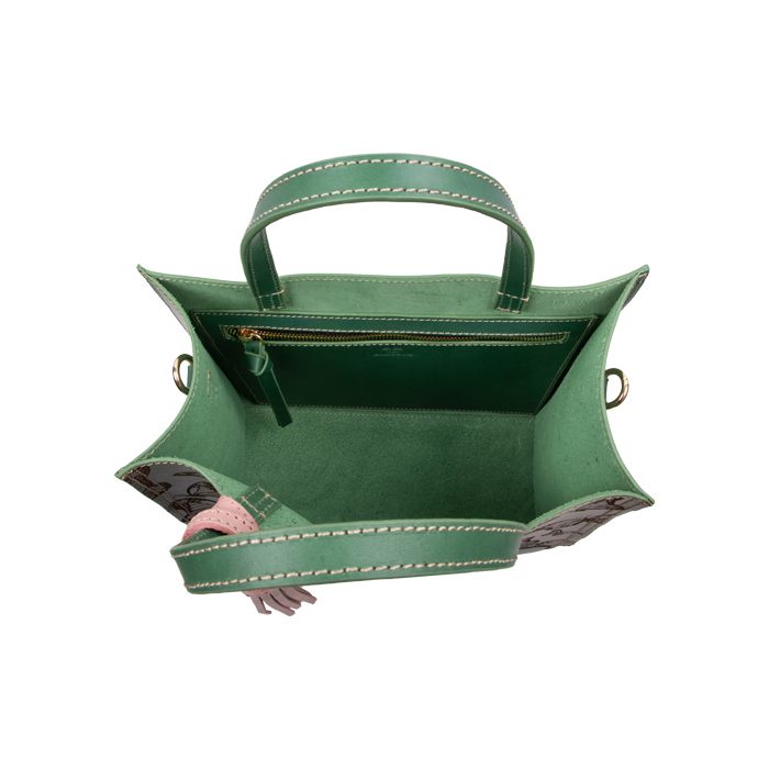mini tote mariposas menta