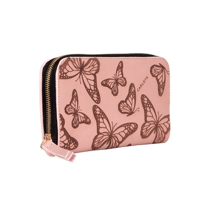 cartera mariposas rosa