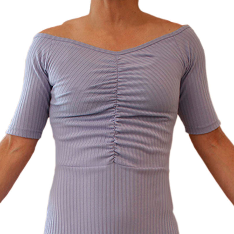 vestido rib drapeado lavanda