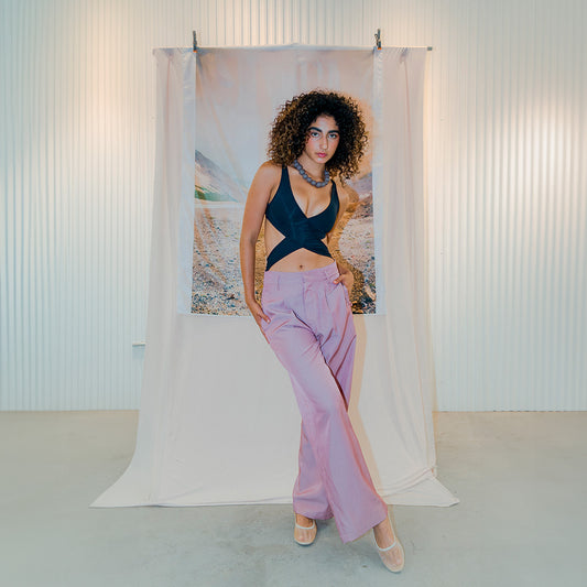 Pantalón tipo sastre rosa