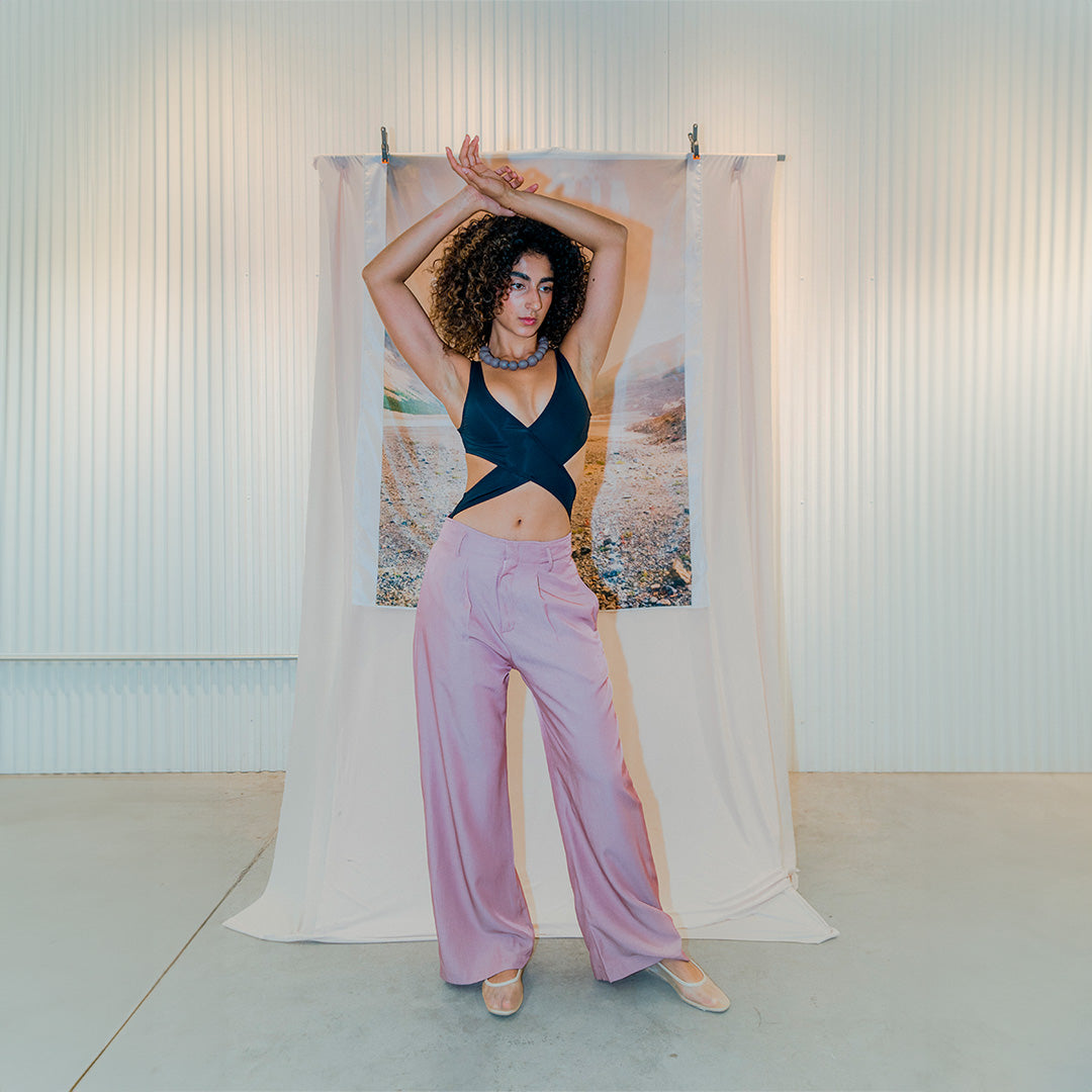 Pantalón tipo sastre rosa