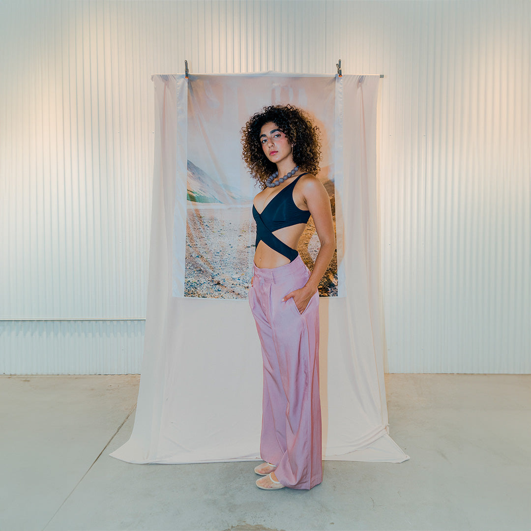 Pantalón tipo sastre rosa