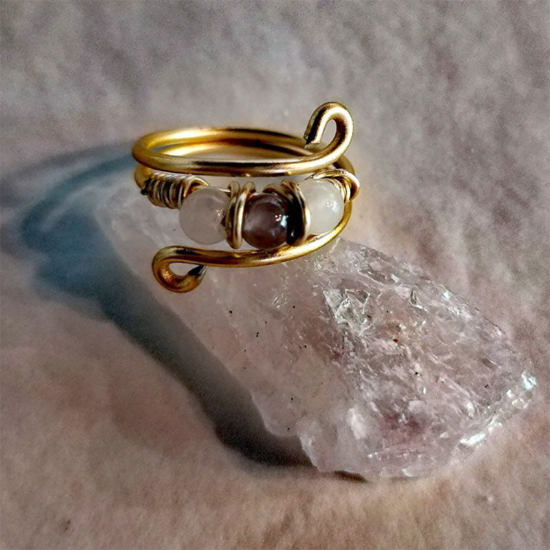 anillo de amatista con cuarzo rosa