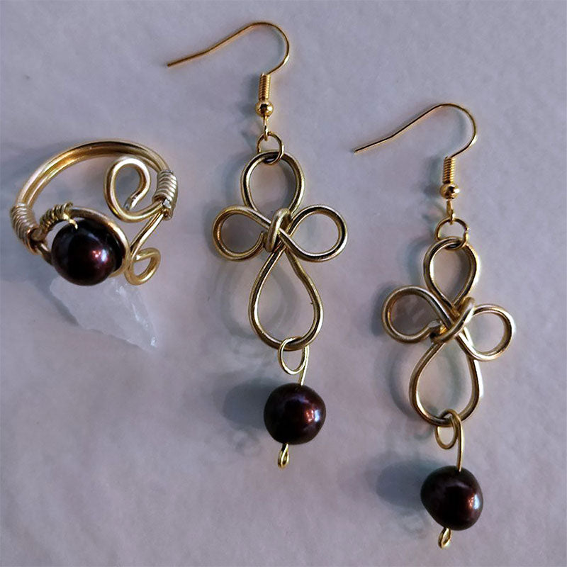 Conjunto de perla ocre