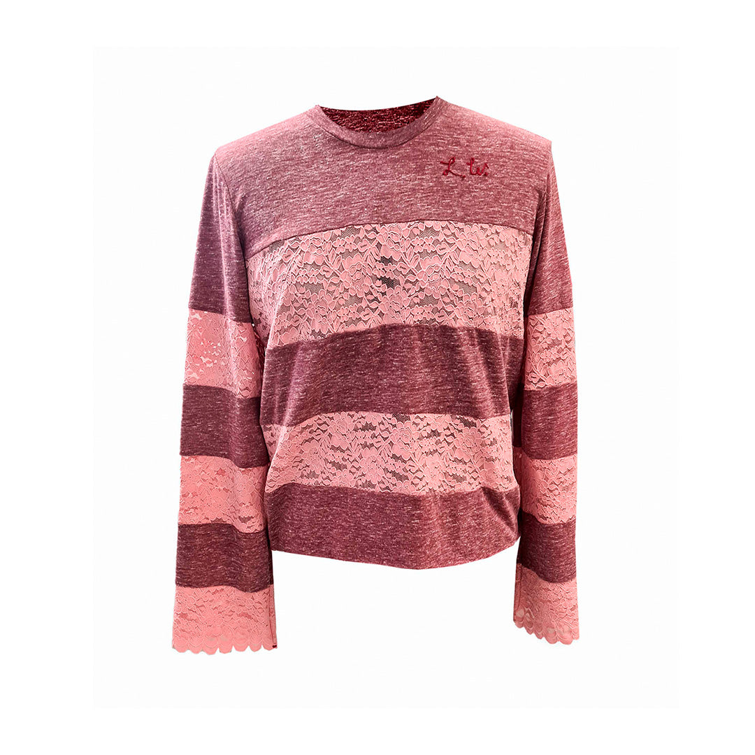 playera franjas encaje