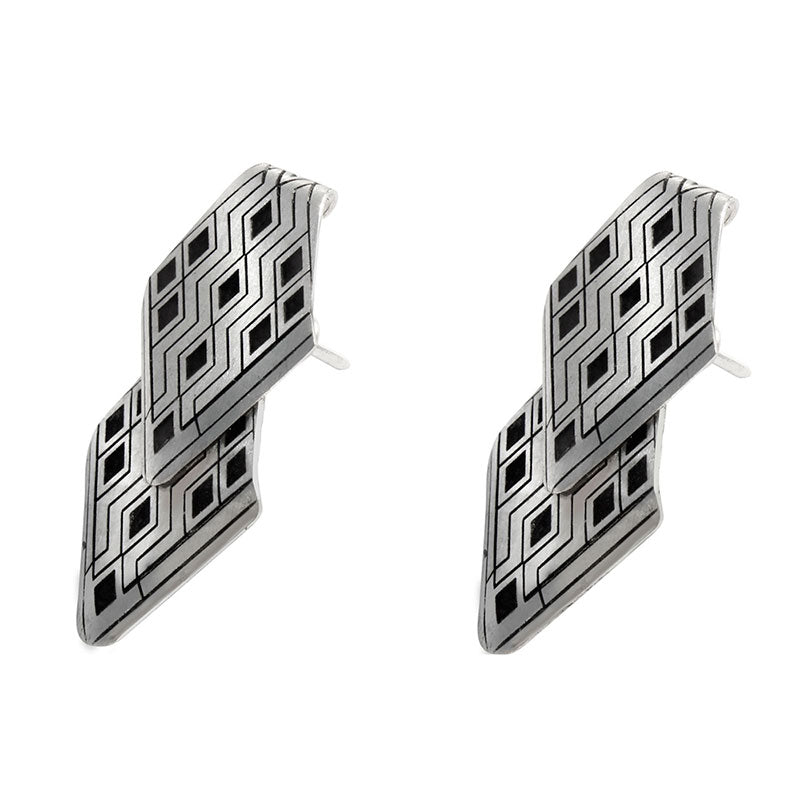 aretes doble escudo plata