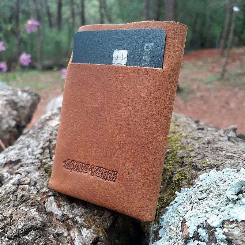 cartera portátil café claro rústico