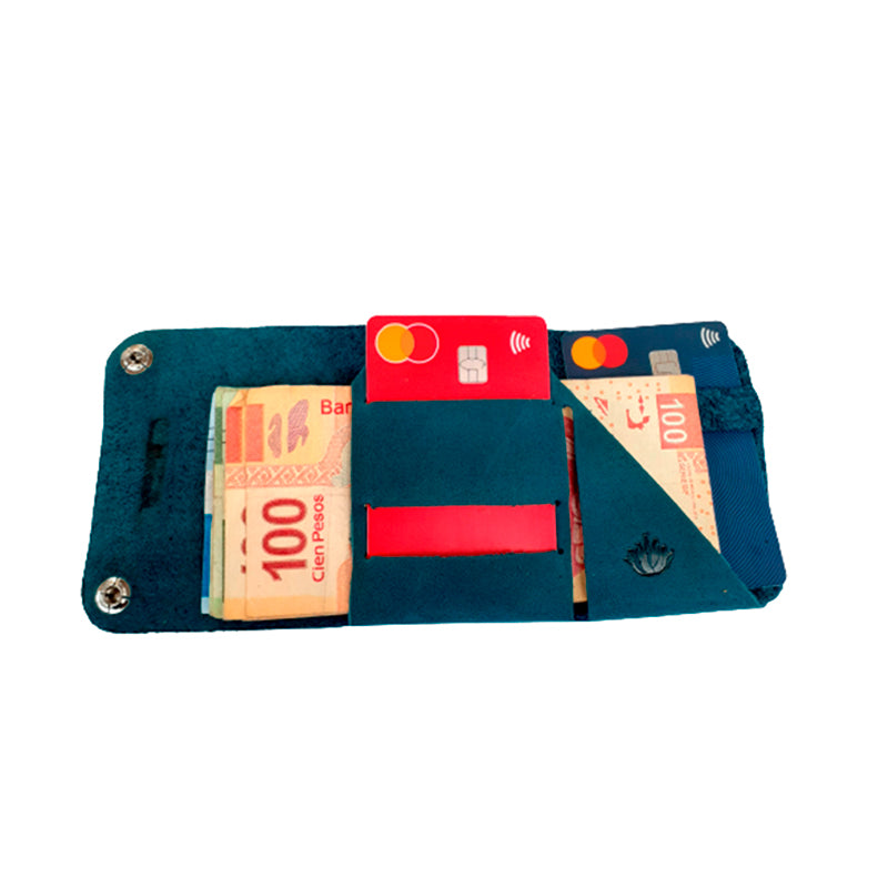 cartera portátil azul rústico