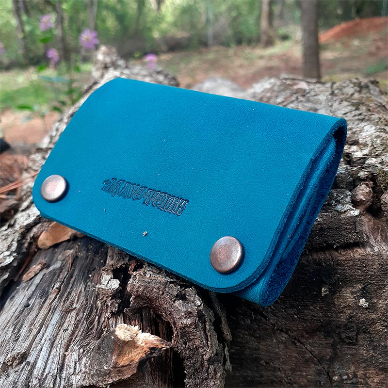cartera portátil azul rústico