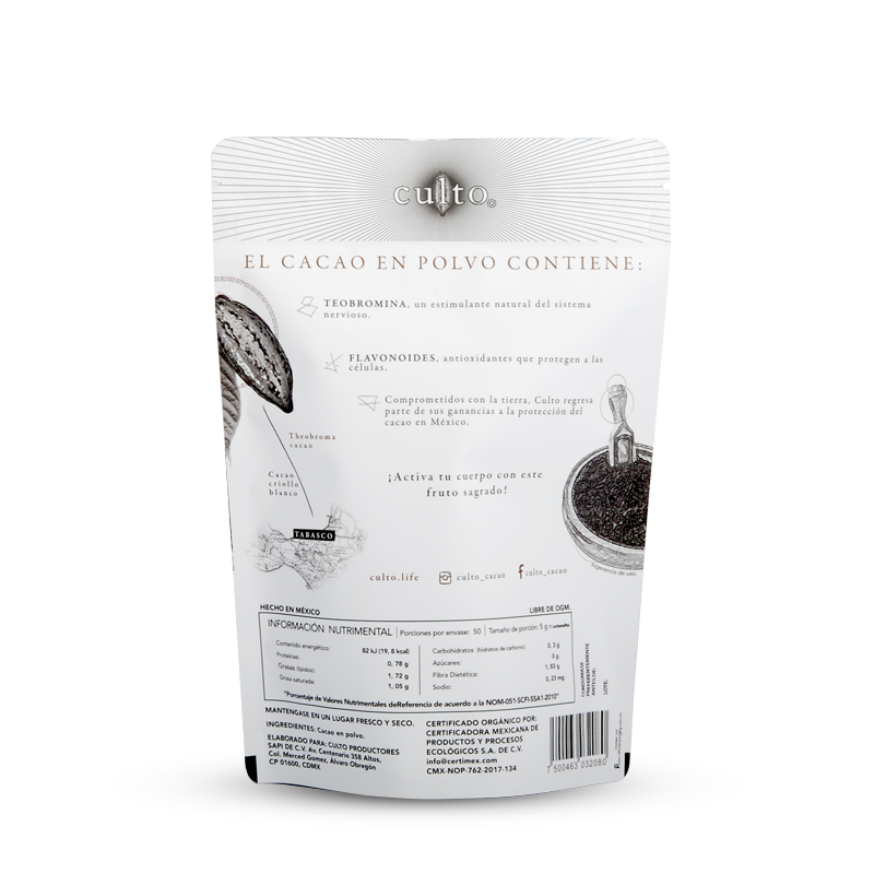 cacao orgánico en polvo 250 g