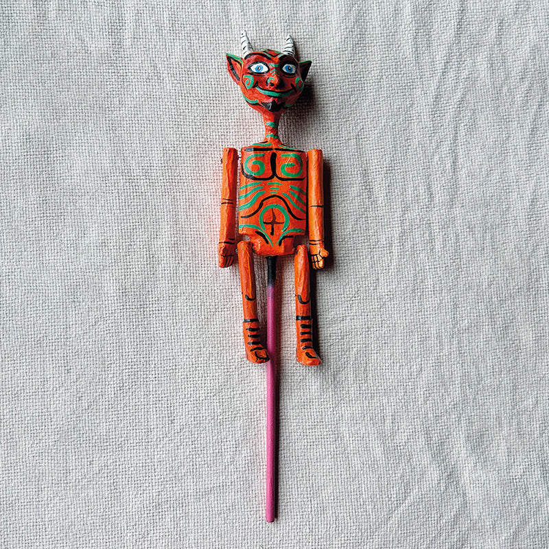 Marioneta diablo naranja neón